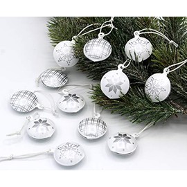 Home Interieur Set of 12 Lilienburg Christmas Tree Decorations Pendants Metal White Decoration - DY