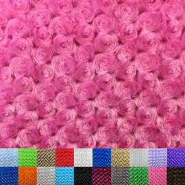 Ice Fabrics Rosebud Minky Fabric by The Yard - Soft and Smooth 58/60" Extra Wide Hot Pink Minky Fabric for Blankets, Apparel, Baby Accessories, Throws, Pillows & More - Hot Pink - 1 Yard