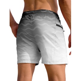 APTRO 2 in 1 Men's Swim Trunks 5" Quick Dry Swim Shorts Bathing Suit Swim Trunks with Zipper Pockets W07 Black L