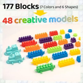 Bloques de construcción grandes de 177 piezas para niños pequeños a partir de 3 años, juego de ladrillos grandes con placa base, juguetes educativos S