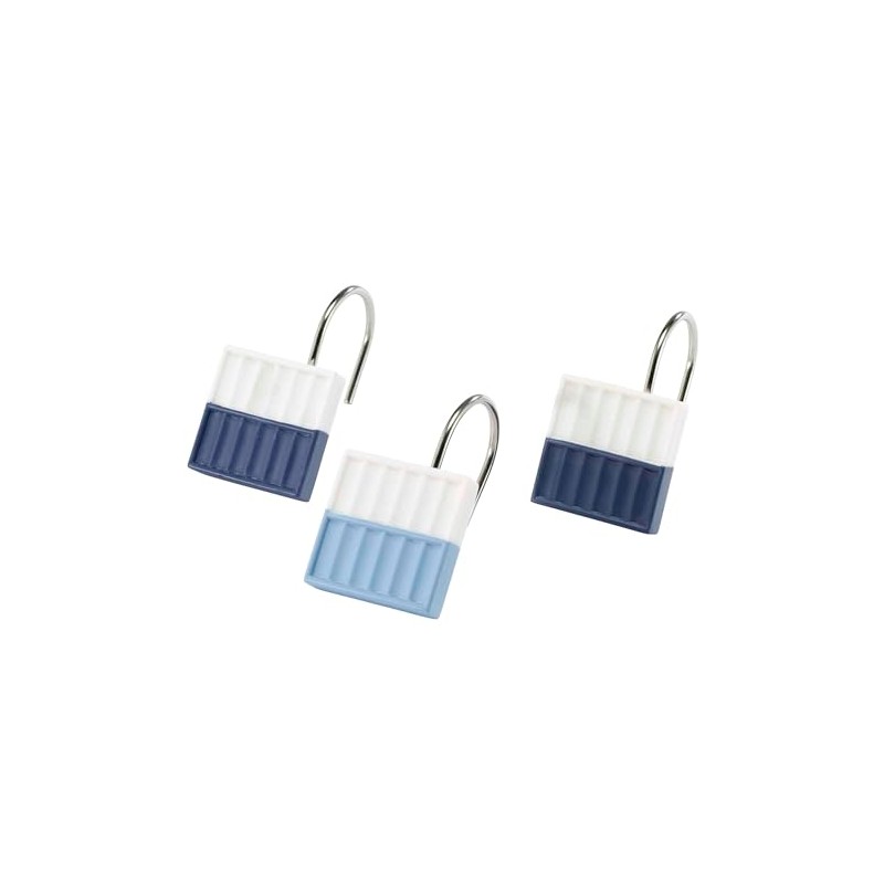 IZOD - Shower Curtain Hooks, Resin Hooks for Curtain, Striped