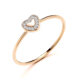 Old English Jewellers 9ct Yellow Gold Natural Diamond Heart Engagement Ring size J K L M N O P Q R S (S)