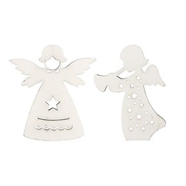 Ideen mit Herz Wooden Angels, White, 2 Designs, Pack of 12, Decoration for Christmas, Advent, Winter, Christmas Tree, Christmas Tree, Guardian Angel