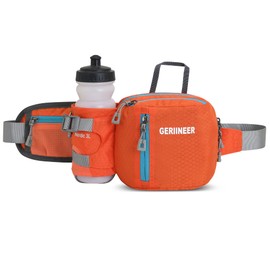 GERIINEER Waterproof Bum Bag Belt Bag with Bottle Holder for Men and Women, Bum Bag Suitable for Travel Sports Running and All Outdoor Activities, Hip Bag Women Men Sports, orange