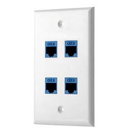 POKIVIR - Cat6 Keystone Ethernet Wall Plate Female to Female - White (4 Port)