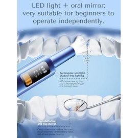 Plaque Remover for Teeth, Dental Tools, Teeth Cleaning Tools with 4 Replaceable Heads, 6-in-1 Dental Pick, LED Light, Waterproof, Rechargeable for Home & Travel Use
