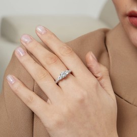 jiamiaoi 18K White Gold Plated Women's Ring Silver 925 Wedding Ring Women's Silver Engagement Ring Wedding Ring for Bride Solitaire Rings Women's Diamond Silver Rings for Women, Sterling Silver