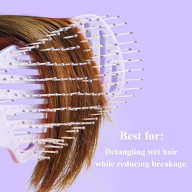 START MAKERS Cepillo para el cabello, cepillo desenredante profesional para cabello rizado, lacio y grueso, mujeres, hombres, cepillo de pala ancha, cepillo desenredante curvo, lavanda púrpura.
