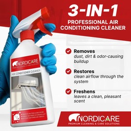Nordicare Air Conditioner Cleaner Spray – Professional Cleaning for Ducts, Filters & Vents – Odor Neutralizer for Home & Car AC Systems – 17.6oz ml Spray Bottle