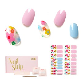 NAILOG Semi-cured Gel Nail Stickers (34 Pieces), Nail Seal Hardening Type, Long Lasting, Salon Quality, Nail Stickers, Nail Kit, Beautiful Gloss, Art Design, Spring, Flowers | Petal Dance