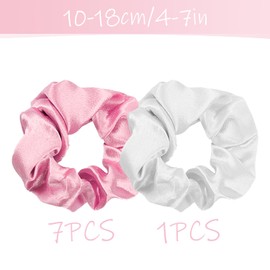 Tabanzhe 8Pcs Hair Scrunchies for Women - Bridesmaid Scrunchies Set Satin Hair Ties in Champagne and Pink, Elastics Ponytail Holders Bobbles for Bridal Hen Party, Shower, Wedding Gifts