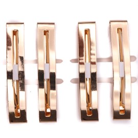 Mytoptrendz® Pack of 4 PCS Small Slim Barrette Hair Clips Hair Grip Rectangle Un Sprung Clasp Ladies Girls Hair Accssories (Style 4- Gold)