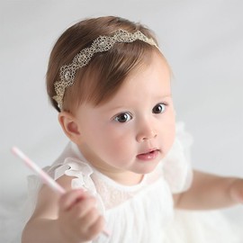 2 Pcs Baby Girl Flower Pearl Headband, Baptism Hair Band, Toddler Christening, Newborn Girl Floral, Infant Lace, Toddlers Elastic Hairbands, Kids Hair Accessories