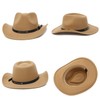 EOZY Women Men Western Cowboy Fedora Felt Hat Wide Brim