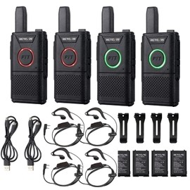 Retevis RT618 Mini Walkie Talkie, Professional PMR446 Long Distance 2 Way Radio, Dual PTT Portable Two Way Radio Communication for Family Camping, Business(Black, 4 Pack)