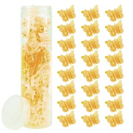 Ahoney 60PCS Mini Butterfly Hair Clips for Hair with Box Glitter 90s Y2k Pink Hair Accessories for Girls Women (Yellow)