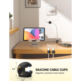 Lamicall 12Pack Magnetic Cord Organizer, Desk Desktop Dorm Organizer Decor Accessories, Silicone Mini Cable Management Clips for Phone Charger Cable, Cord Holder for Nightstand Home Office