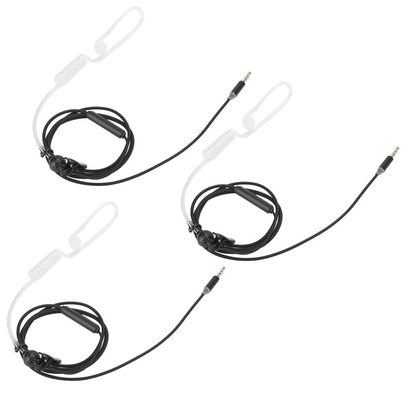 3sets Noise Reduction Headphone AntiRadiation Wire Control Earphone with Mic