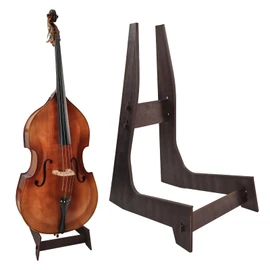 Wooden Double Bass Stand, Fits 1/8 to 4/4 Upright Bass, Brown | Sturdy and Portable, Cello Stand with Rubber Protection, Detachable Design, Universal Fits Upright Double Bass and Cello