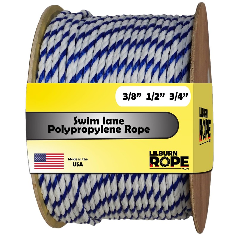 LILBURN ROPE CO. 3 Strand White and Blue Polypropylene Pool