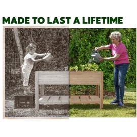 Wooden Raised Garden Bed with Legs for Outdoor // 48×24×33in Elevated Planter Box for Gardening, Vegetables, Flowers // Large Wood Raised Beds with Storage Shelf for Backyard Patio