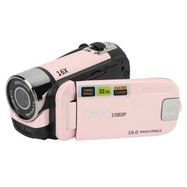 Kids Video Camera, 1080P 16MP Kids Camera Camcorder, 16X Digital Zoom Children Video Recorder Vlogging Camera, for Toddler, Girls, Boys (Pink)