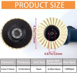 3PCS Wool Felt Flap Polishing Disc, Wool Felt Flap Discs Polishing Wheel, 4.5 Inch Wool Polishing Wheel for Angle Grinder, Metal, Marble, Stone, Furniture, Car Wax (3)