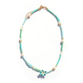 POYAMUSE Hawaiian Flower Choker Necklace for Women - Boho Beach Jewelry, Plumeria Choker Necklace Jewelry for Women, Tropical Accessories for Summer Vacation - Green