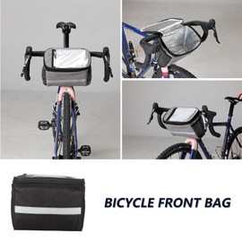 JUNNOTI Bike Handlebar Bag, Large Capacity Bike Handlebars Bags with Reflective Strips Bicycles Insulated Front Storage Pouches Cycling Phone Bag