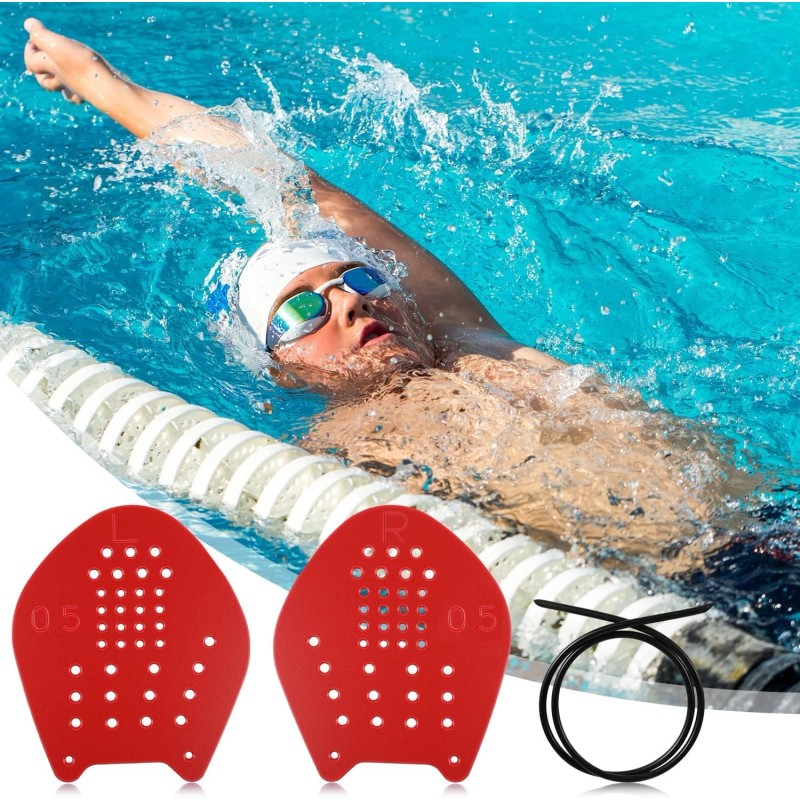 NQEUEPN Swimming Paddle Hands, Paddles Equipment Lightweight Medium, red
