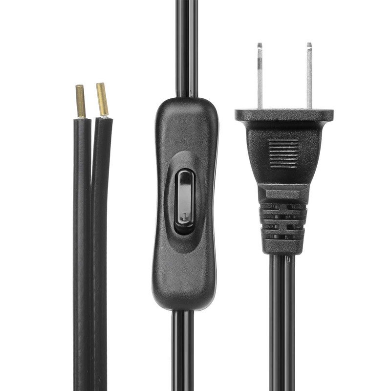 Lamp Cord has Button Switch UL304 2A/120V,Plug,Stripped Ends Ready for