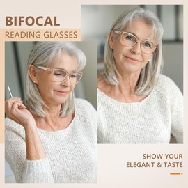 EASY READ Bifocal Reading Glasses for Women,Blue Light Blocking Computer Readers,Anti UV Women Eyeglasses with Spring Hinge(Magnification 2.75,Brown)