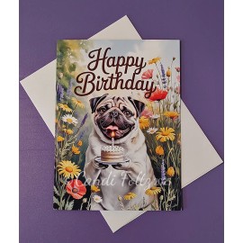 Unbranded Pug Dog "Happy Birthday" Card