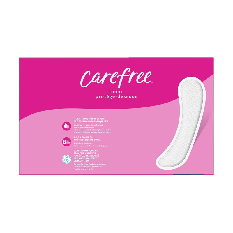 Carefree Panty Liners for Women, Extra Long, Unwrapped, Unscented, 100ct