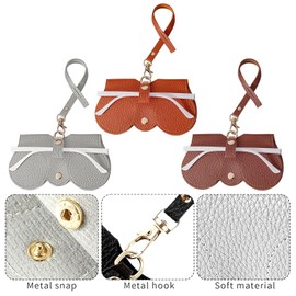 3PCS Soft PU Sunglasses Bag,Glasses Case with Lanyard,Anti-Scratch Glasses Pouch,Slim Sunglasses Storage Holder, Sunglasses Pouch with Belt Clip for Women Men(Brown/Grey/Khaki)