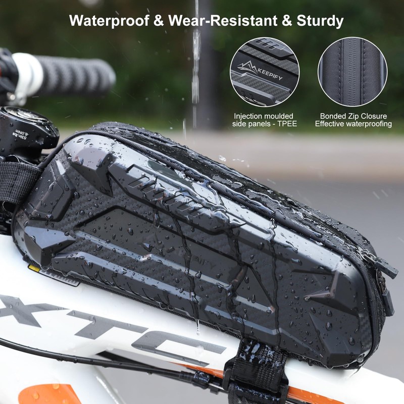 KEEPIFY Waterproof Bicycle Frame Top Tube Bag, Frame Bag, Bicycle