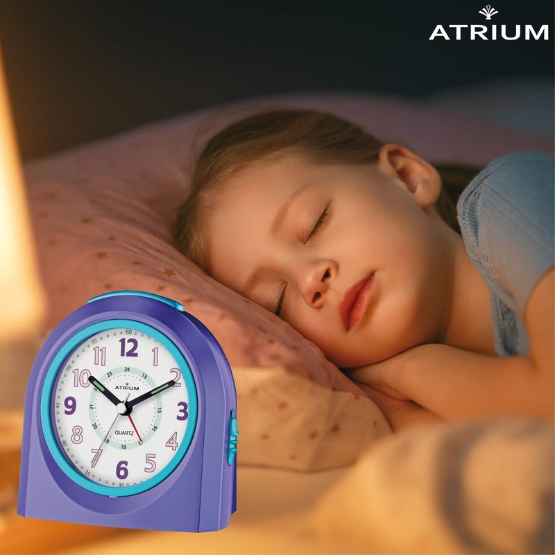 Atrium Kinder Wecker Analog Quarz ohne Ticken mit Licht und