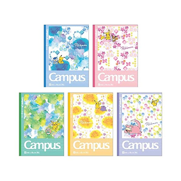 Showa 119729004 Pokemon Notebook, Campus Notebook, Dotted Rule, B Rule, Pack of 5
