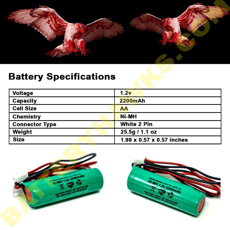 AA2200mAh 1.2V 2.2Ah Battery Ni-MH General Purpose with Leads Solar