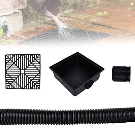 Rain Pipe Flap: Rainwater Collector Rain Sink Box with Plastic Strainer for Downpipe, Expandable Rain Pipe Drain Floor Drain Gutter Drain Gutter Rain Collector for Downpipes (Black)