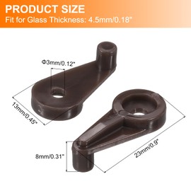 uxcell Glass Retainer Clips, 0.9 x 0.51 Inch Glass Panel Fixing Clip with Screws for Fixing Glass Cabinet Doors, Brown 50pcs