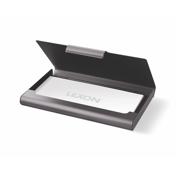 Lexon Unisex's Box Aluminium Business Card Case – Grey
