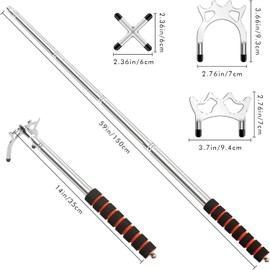 Retractable Billiards Cue Stick Bridge with 3 Pieces Removable Brass Bridge Head, Billiards Pool Cue Accessory for Pool Table Pool Cue Snooker Pool Bridge Stick Pool Table Accessories (Silver)