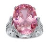 PalmBeach Platinum-Plated Oval Shaped Pink Cubic Zirconia Ring Sizes 6-10