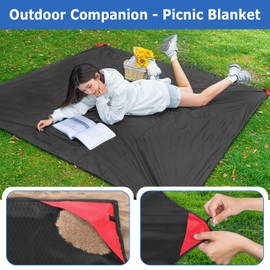 Minicoco Beach Blanket with Pegs Picnic Blanket Waterproof 180 x 150cm for 2-4 Adults，Pocket Blanket for Outdoor Beach Camping Parks Hiking (Red Beach Mat)