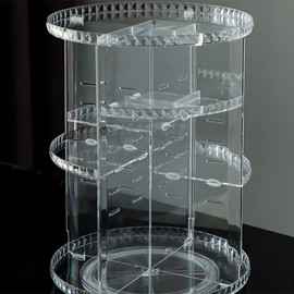 Large Capacity 360 Degree Swivel Transparent Cosmetic Organizer, Minimalist Dressing Table Shelf