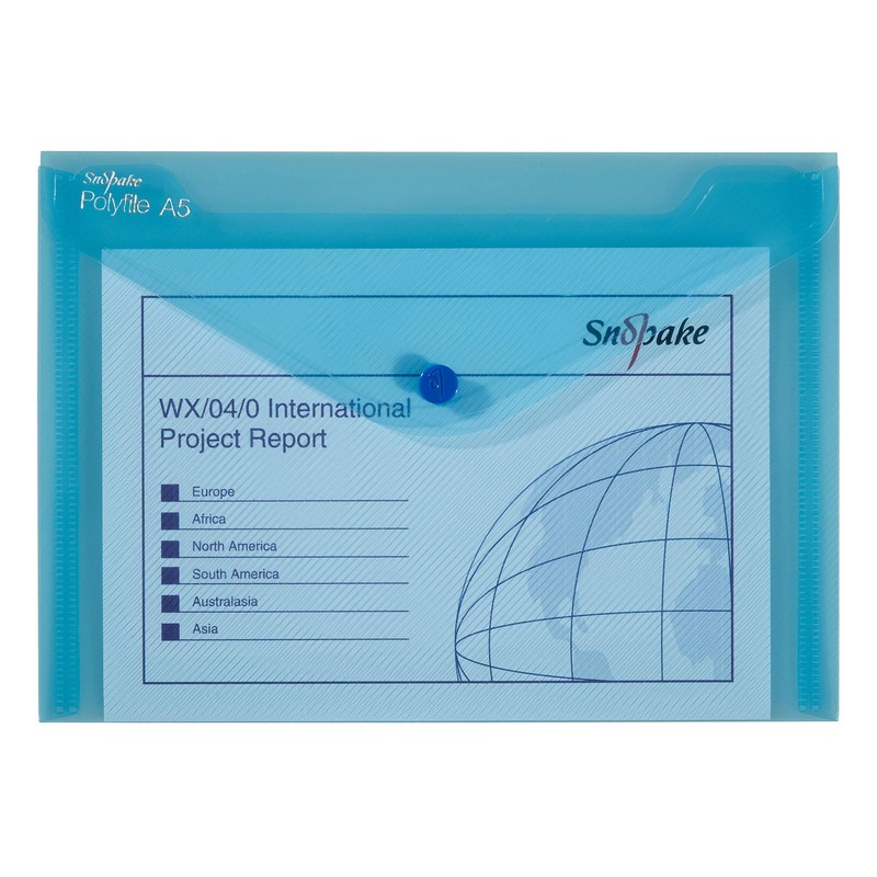 Snopake 11395 Polyfile A5 Popper Wallet File with Press Stud
