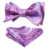 HISDERN Men's Floral Jacquard Wedding Party Self Bow Tie Pocket