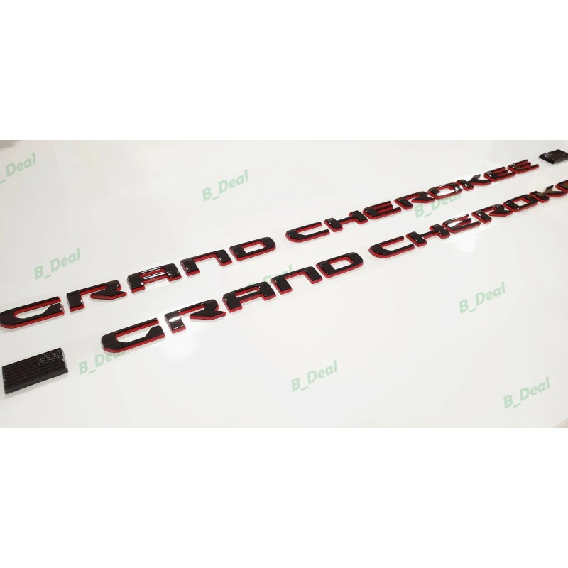 Grand Cherokee 2PCS Door Gloss Black Red Emblems Fit For