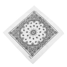 Trifong Bandana, Unisex, 100% Cotton, Cashew Nut Pattern, Paisley Handkerchief, Large, 21.7 x 21.7 inches (55 x 55 cm), E-White, 55 × 55 cm